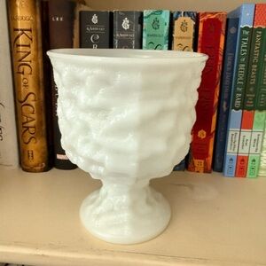 Vintage EO Brody Cleveland OH USA Textured White Milk Glass Indoor Planter Vase
